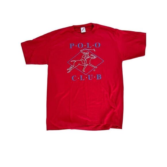 Vintage Red Polo Club T Shirt 80s/90s Men’s L Unisex Jerzees - Picture 1 of 4